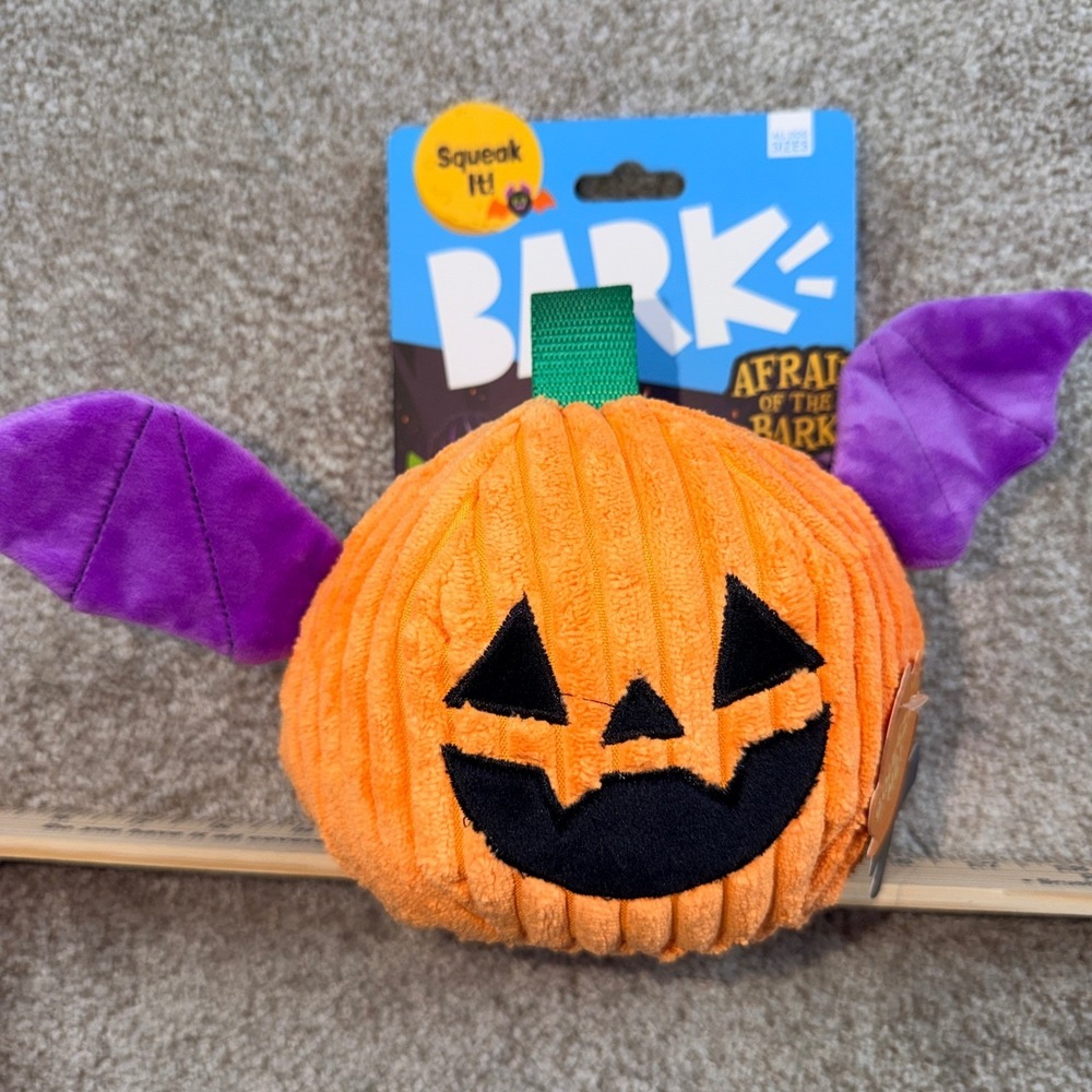 Bark Batty‎ Flapperlantern Halloween Pumpkin Bat Dog Toy Squeak Crinkle Corduroy